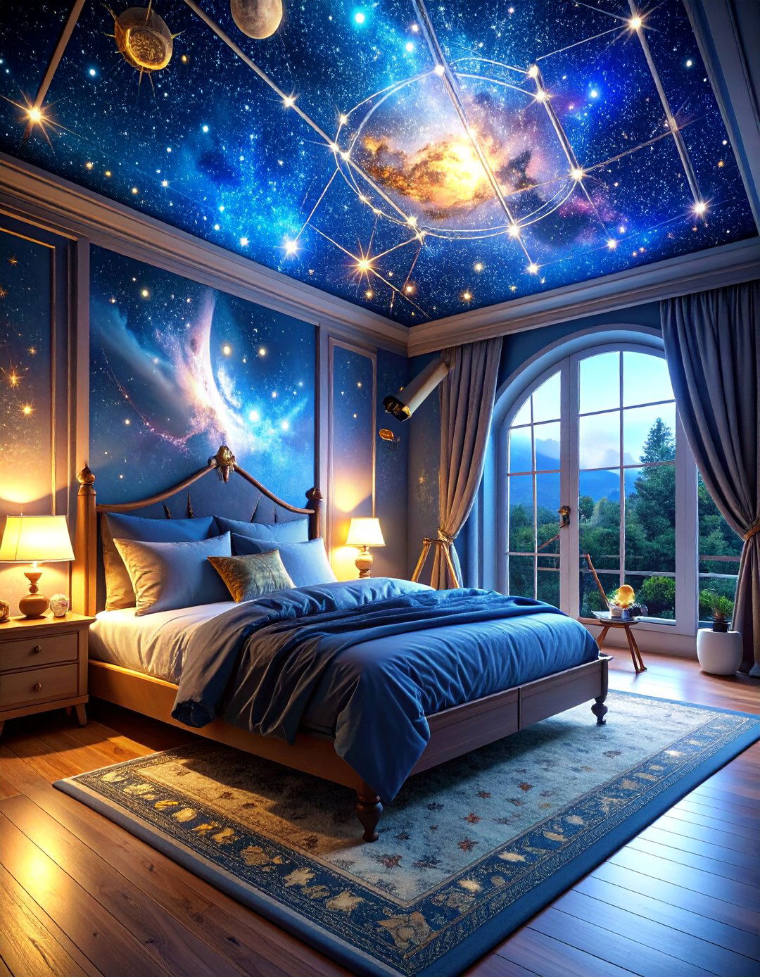 Celestial Gothic Bedroom with Starry Night Themes - 25 Gothic Bedroom Ideas