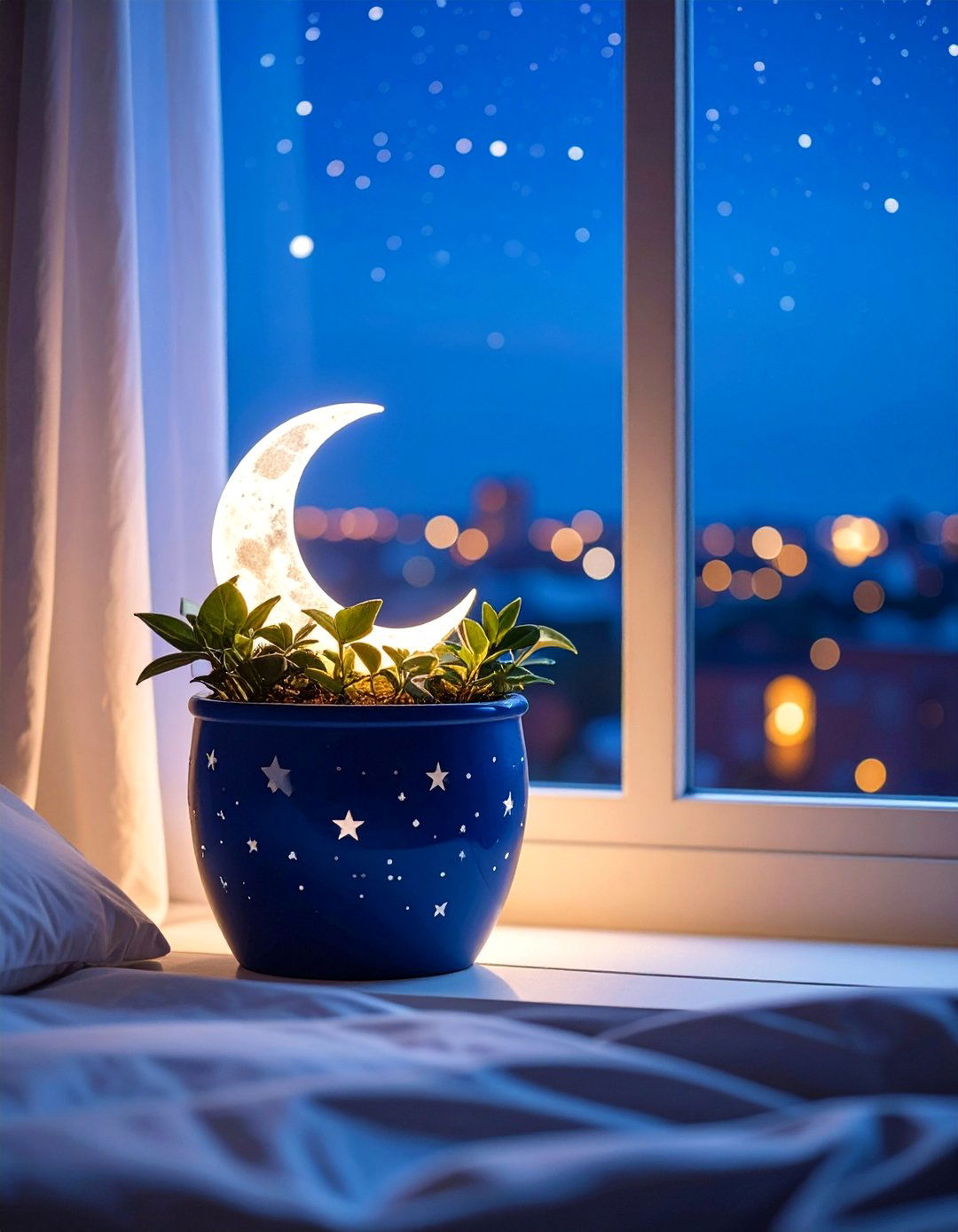 Celestial Moon and Stars Painted Pot - 25 Painted Pot Ideas