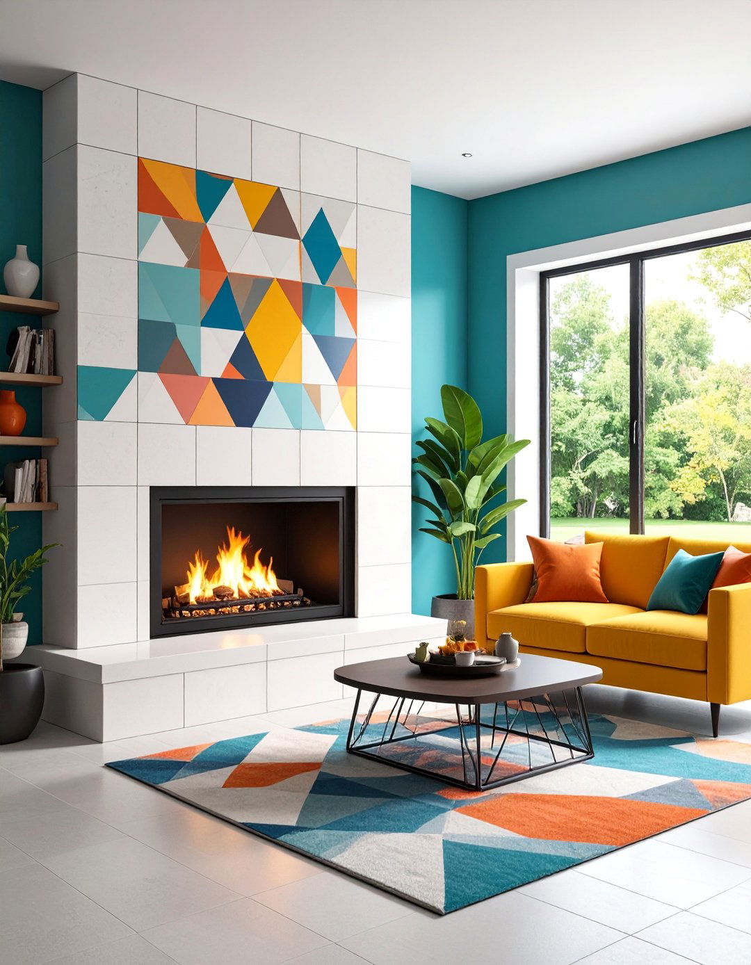 Ceramic Tile Corner Fireplace with Pattern Design - 25 Corner Gas Fireplace Ideas