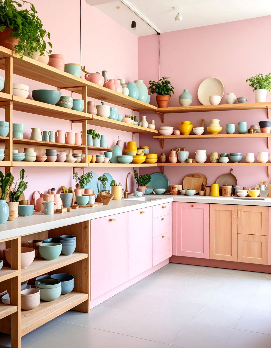 Ceramic and Pottery Display Kitchen with Artisan Features - 25 Japanese Style Kitchen Ideas