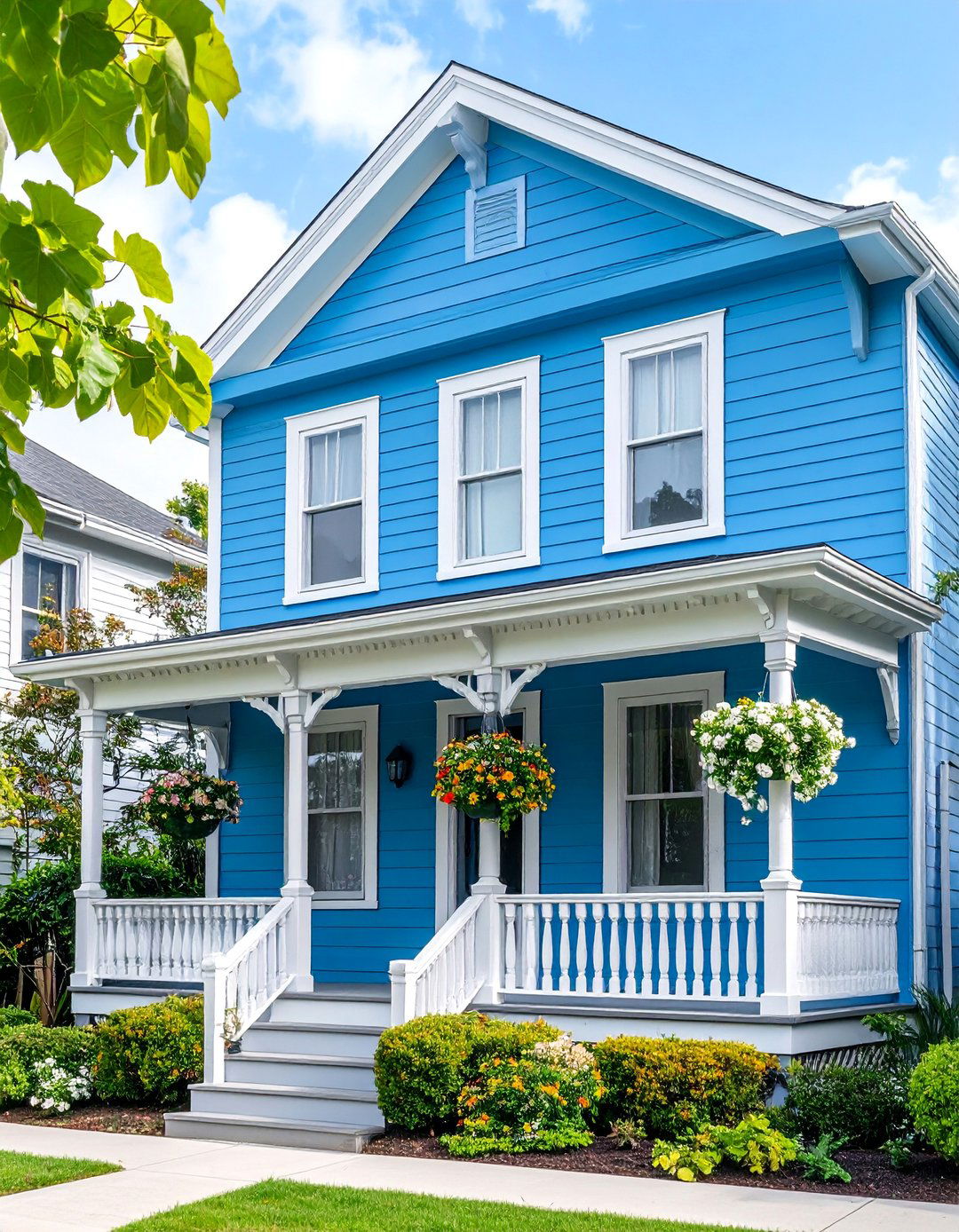 Cerulean Blue Victorian with Light Grey Details - 25 blue victorian house colors