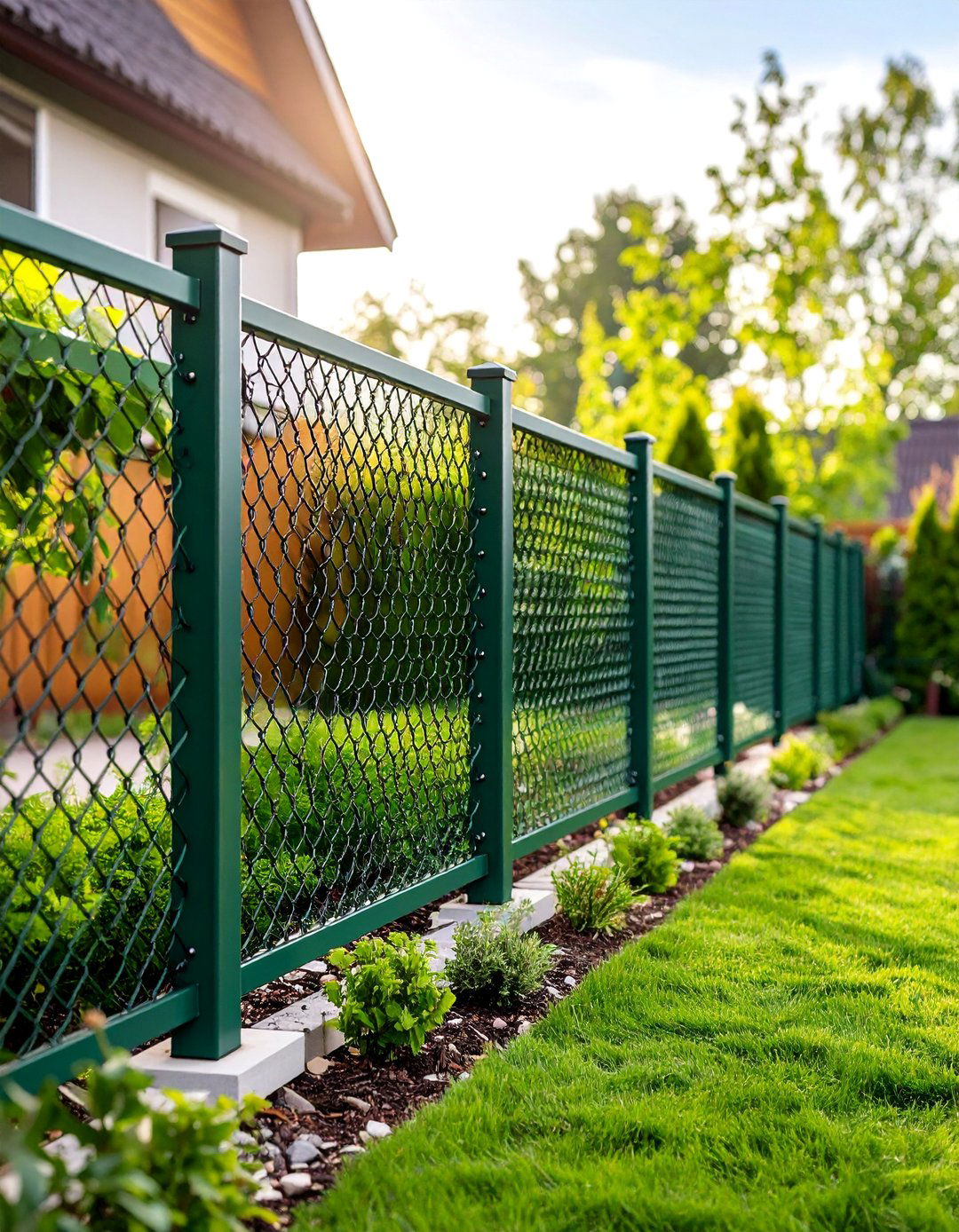 Chain Link Dog Fence with Privacy Slats - 25 Dog Fence Ideas
