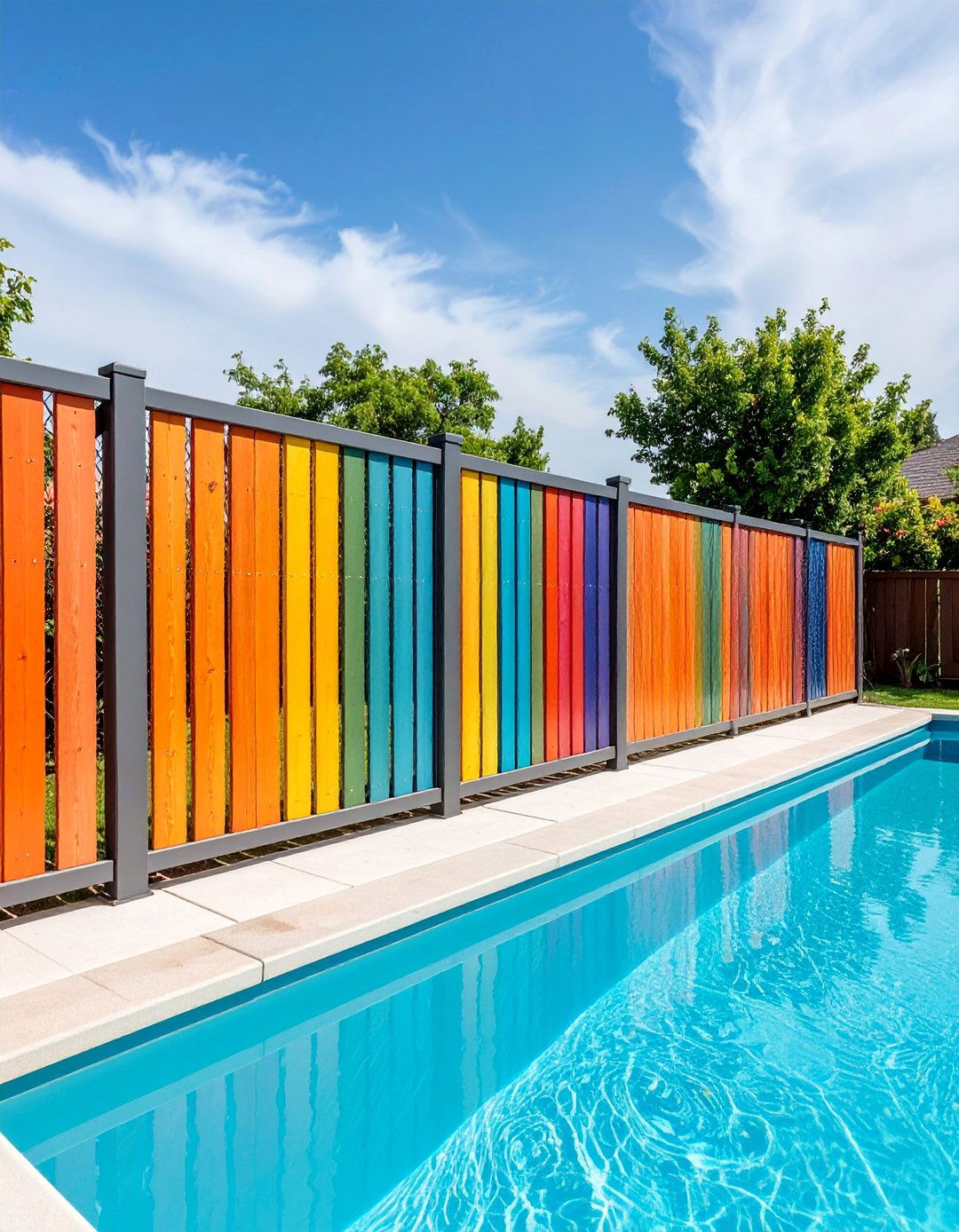 Chain Link with Privacy Slats - 25 Pool Fence Ideas