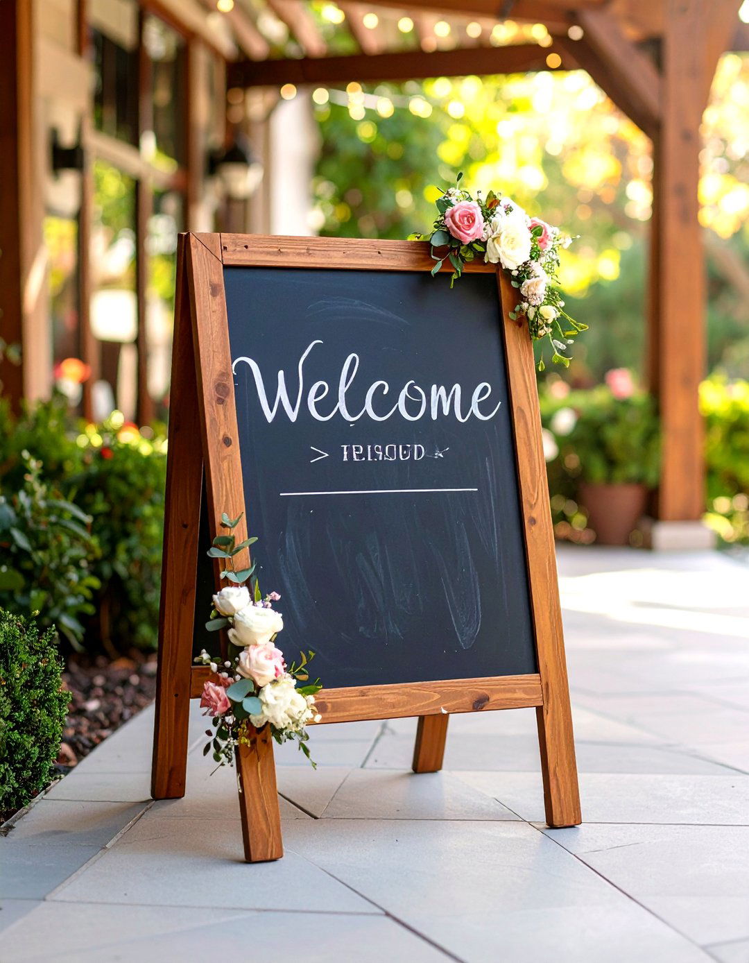Chalkboard A Frame Directional Welcome Sign - 25 Wedding Welcome Sign Ideas