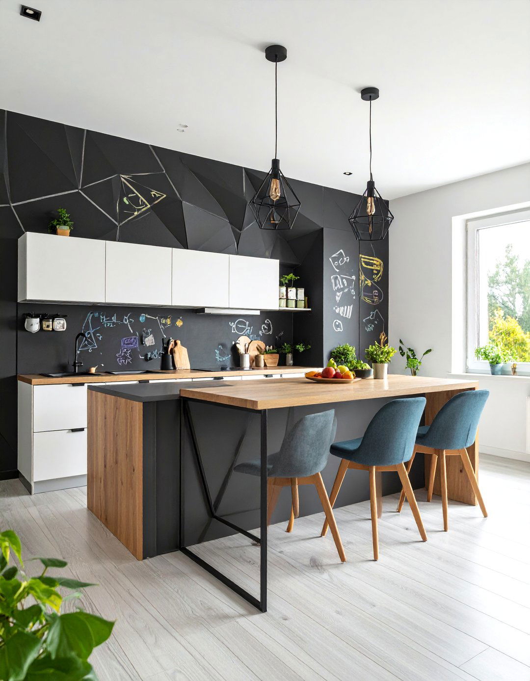Chalkboard Interactive Polygon Geometric Accent Wall - 25 Geometric Accent Wall Ideas
