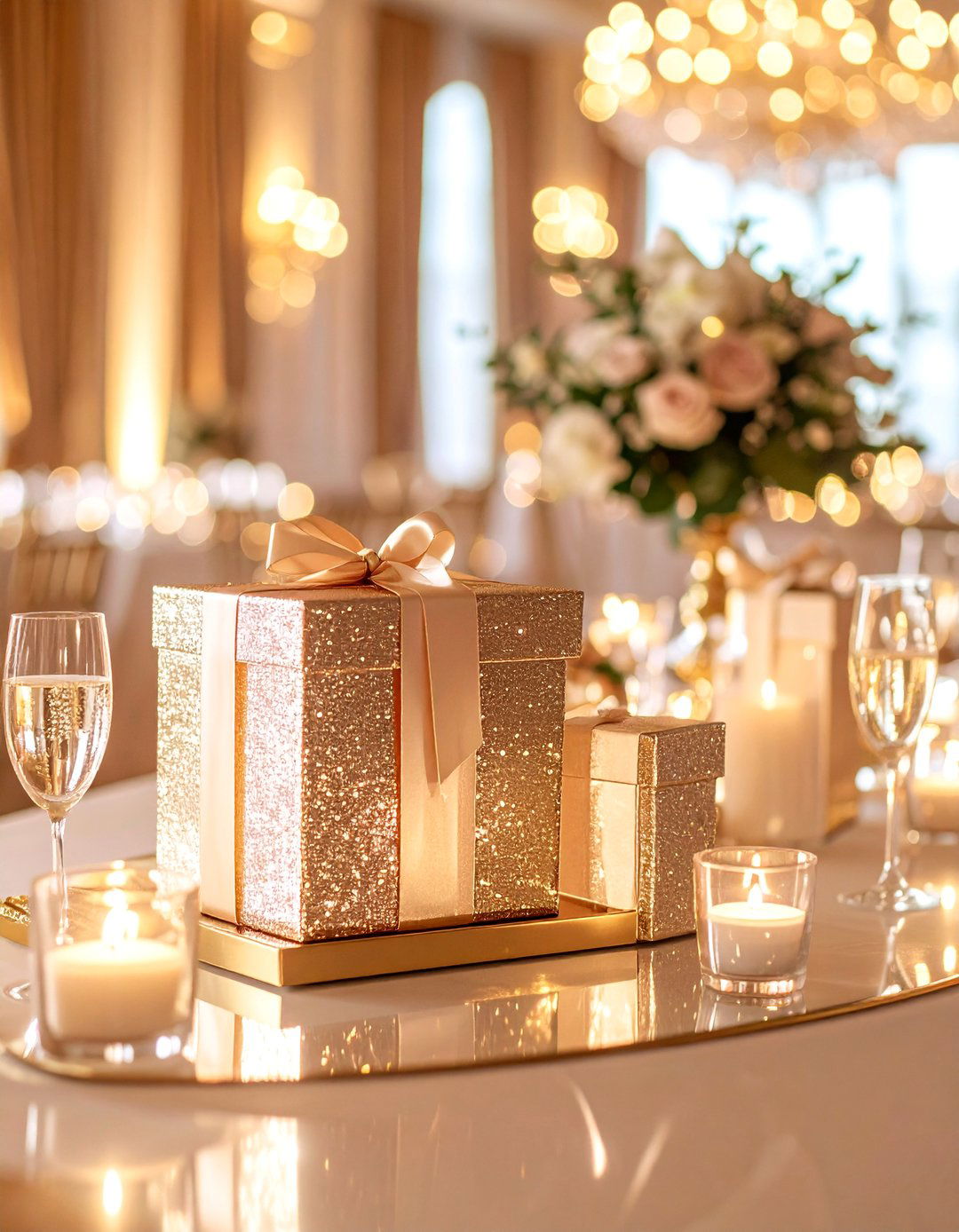 Champagne Glitter Wedding Card Box Sparkle - 25 Wedding Card Box Ideas