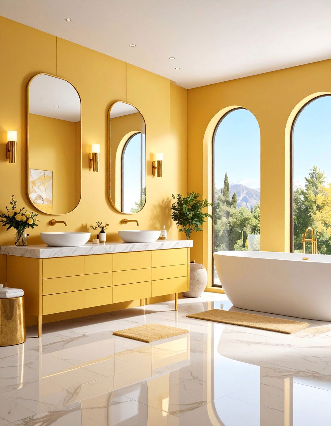 Champagne Yellow Luxury Bathroom - 25 Yellow Bathroom Ideas