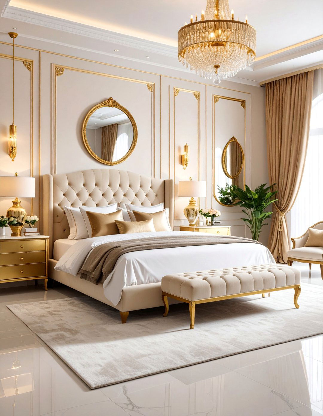 Champagne and Gold Luxury Bedroom - 25 Paris-themed Bedroom Ideas