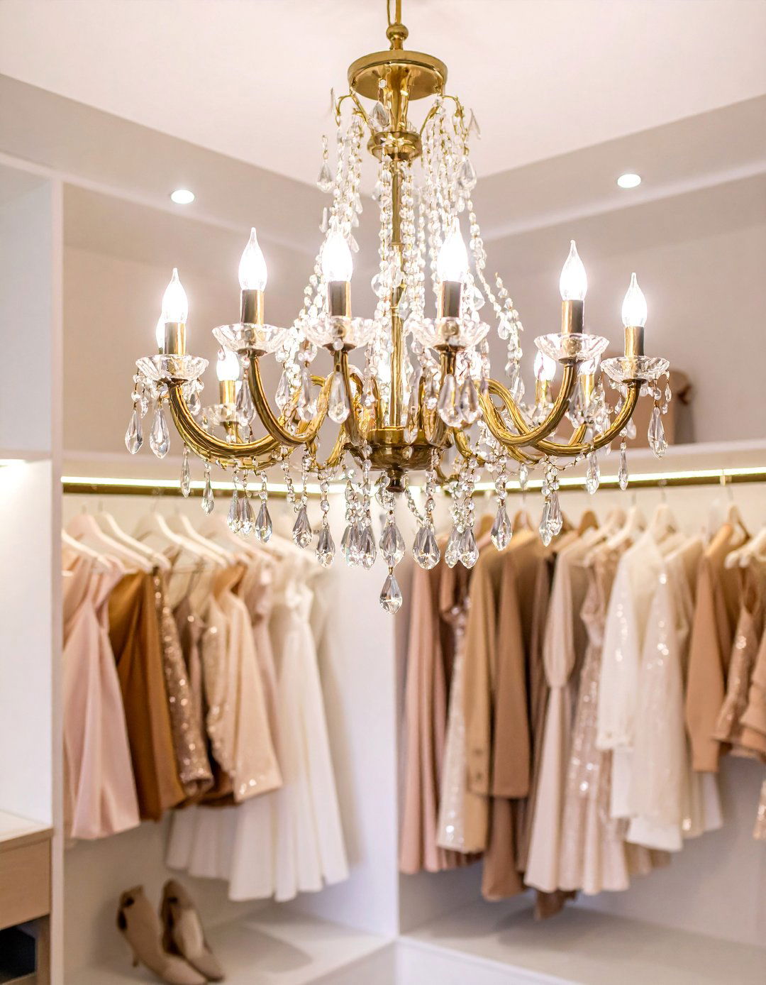 Chandelier Elegance for Walk In Closets - 25 Closet Lighting Ideas