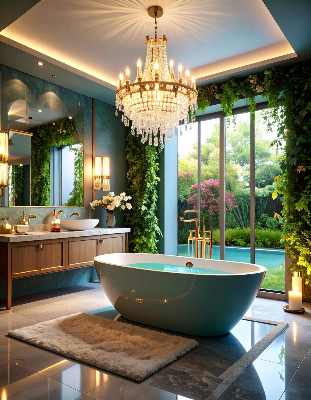 Chandelier Over Bathtub - 25 Quirky Bathroom Ideas