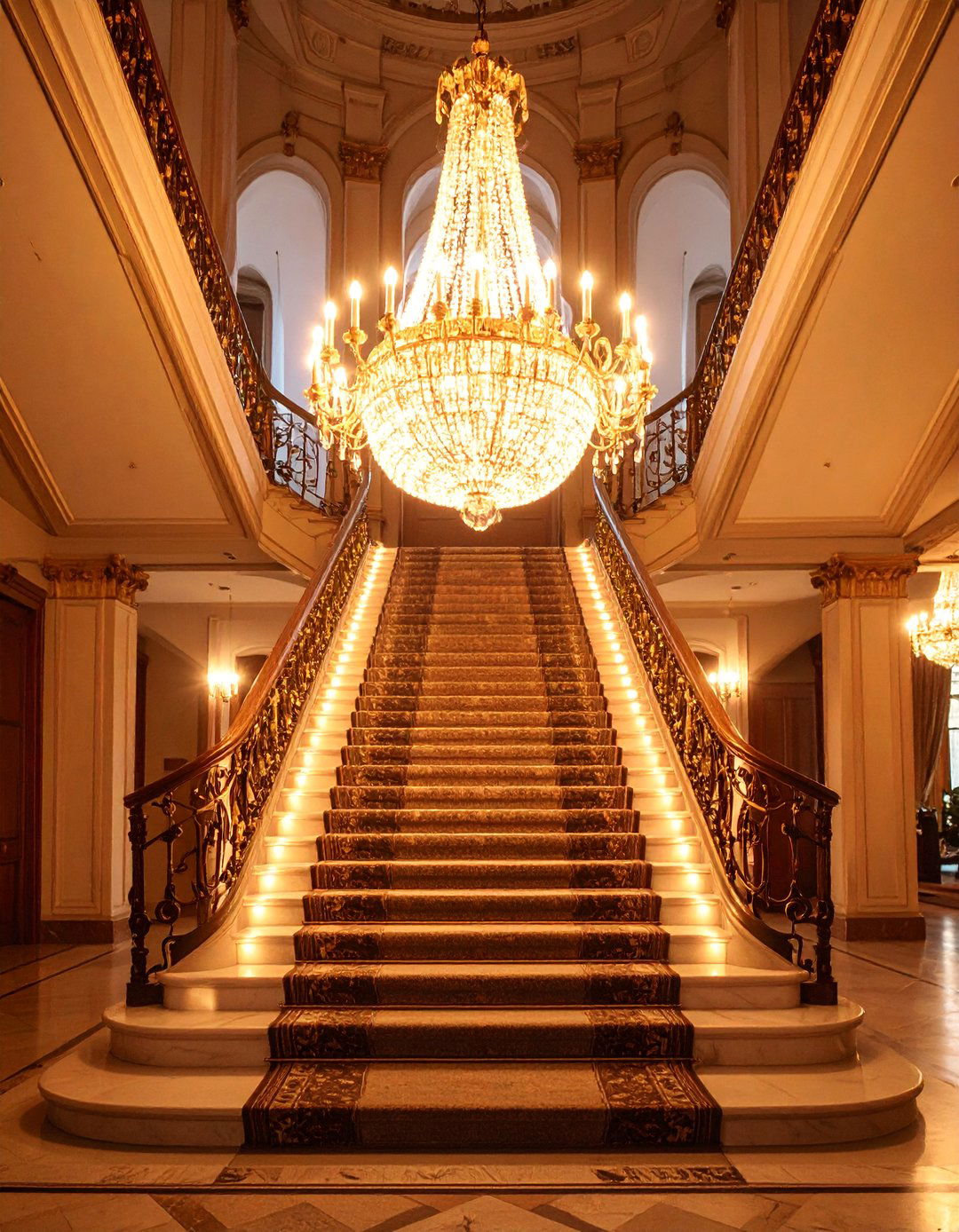 Chandelier Staircase Lighting for Grand Entrances - 25 Staircase Lighting Ideas