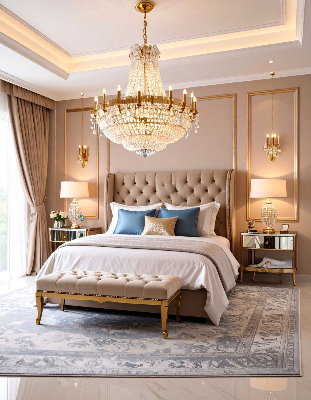 Chanel Bedroom with Crystal Chandelier Lighting - 25 Chanel Bedroom Ideas