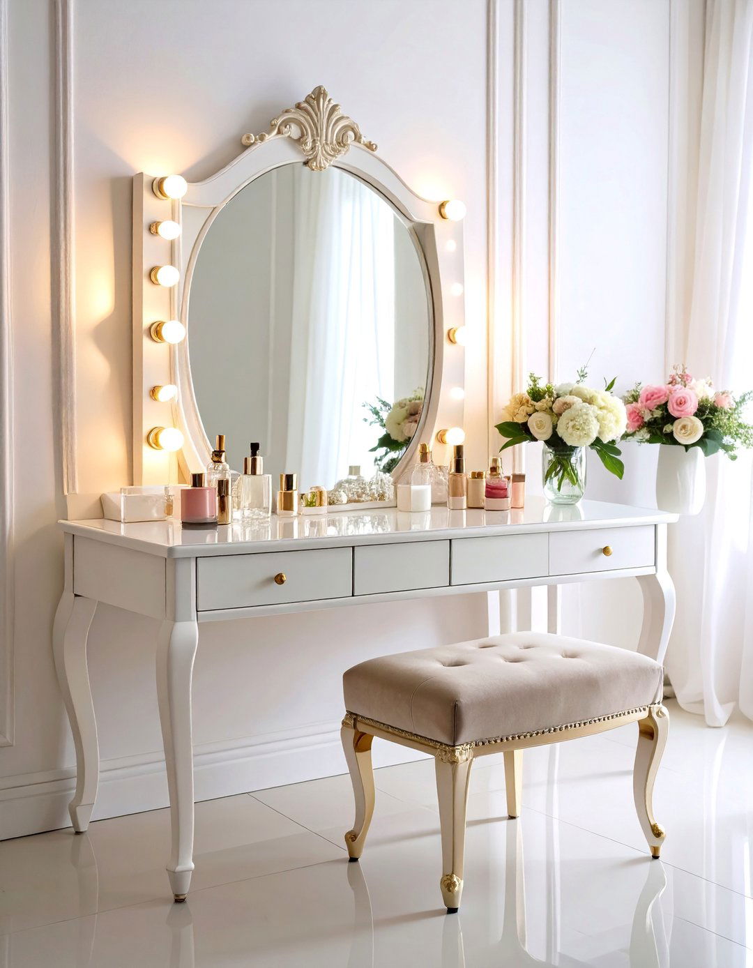 Chanel Bedroom with Luxurious Vanity Area - 25 Chanel Bedroom Ideas