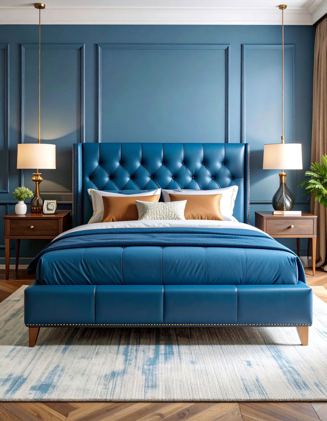 Channel Tufted Leather Bed with Executive Styling - 25 Unique Bed Design Ideas