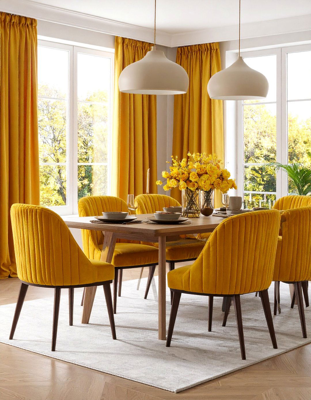 Channeled Fabric Banquette in Bold Colors - 25 Banquette Seating Ideas