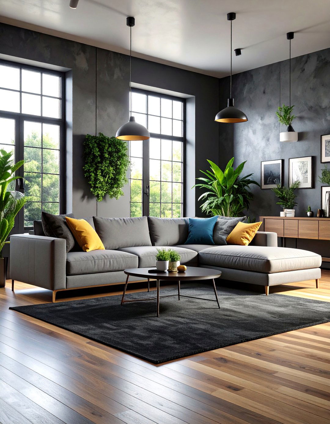 Charcoal Black Dramatic Elegance - 25 what color rug goes with a grey couch
