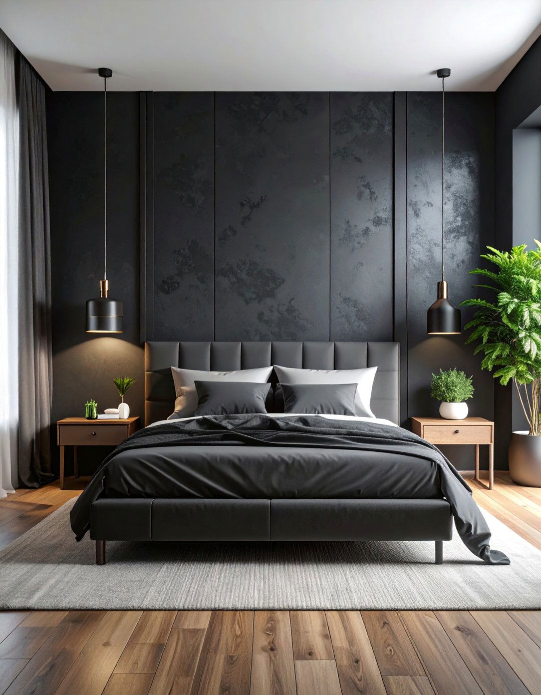 Charcoal Black Textured Wall with Modern Industrial Finish - 25 Wall Painting Ideas of Any Room