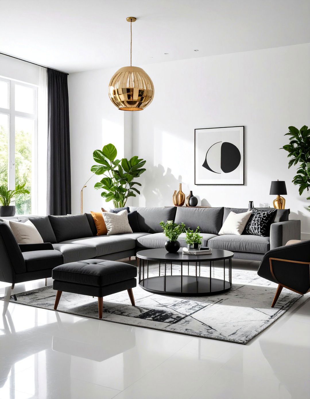 Charcoal Black and White Living Room with Modern Minimalism - 25 Two Colour Combination for Living Room