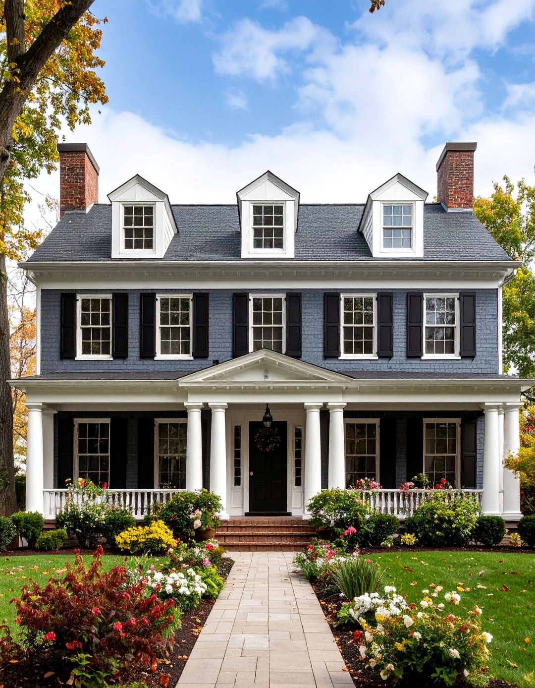 Charcoal Brick Traditional Colonial - 25 Dark Grey House Exterior Ideas