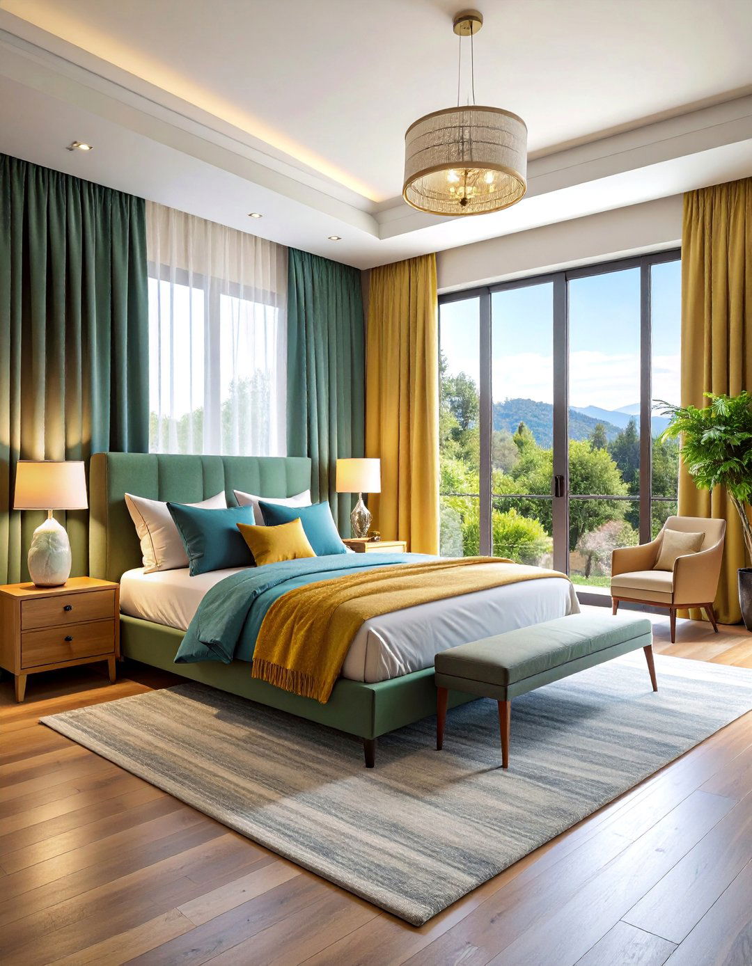 Charcoal Curtains with Light Filtering Layers - 25 Charcoal Bedroom Ideas