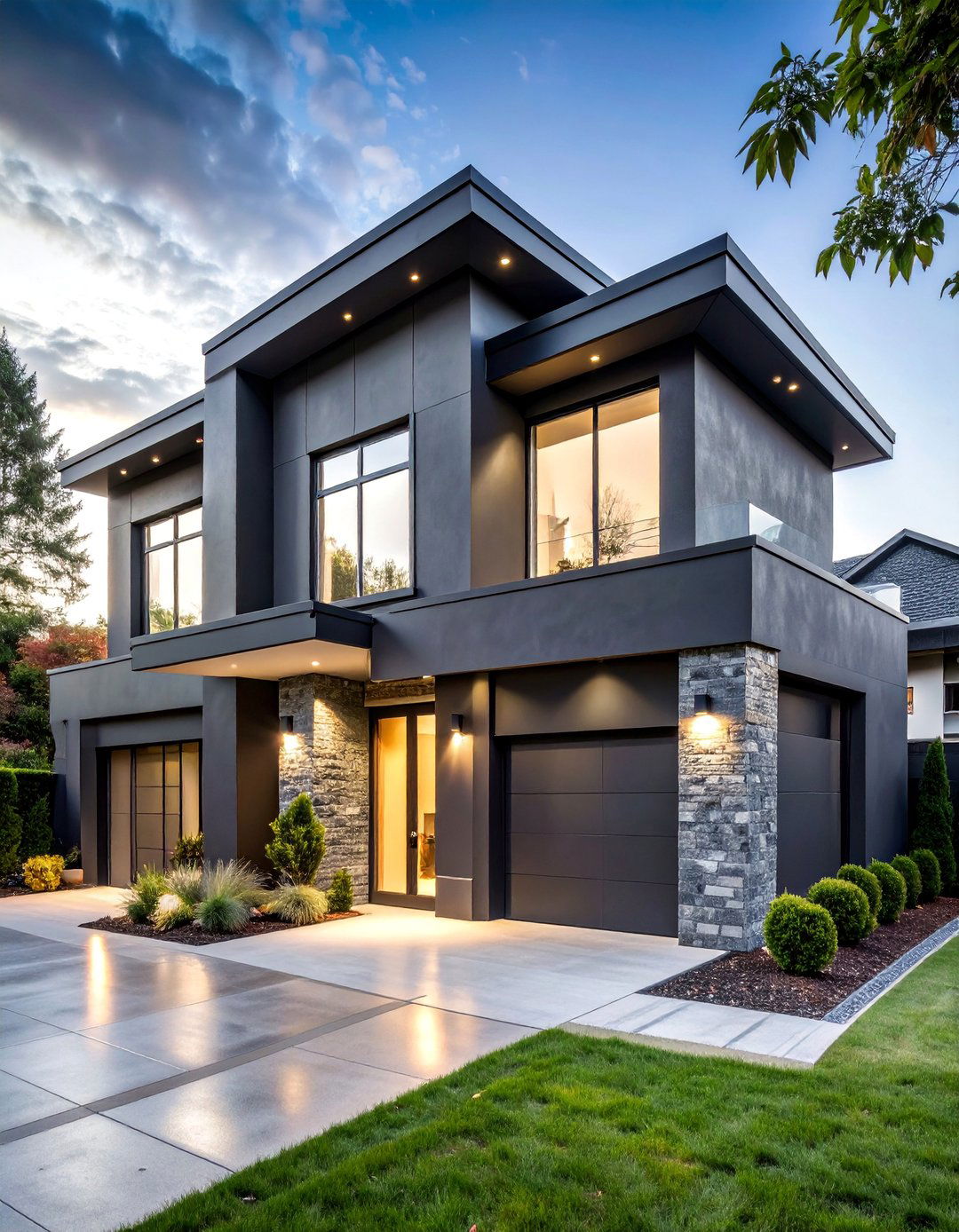 Charcoal Drama Contemporary Edge - 25 Stucco Colors for Home Exteriors
