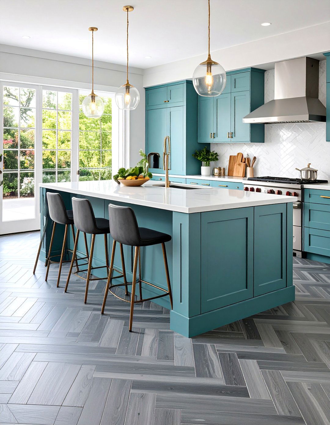 Charcoal Gray Basketweave with Silver Highlights - 25 Linoleum Kitchen Flooring Ideas