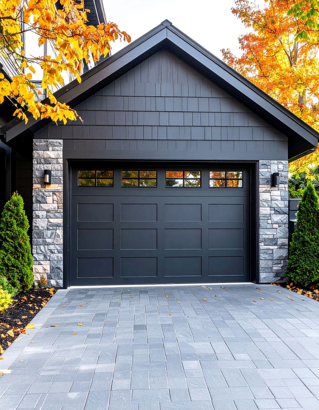 Charcoal Gray Industrial Modern - 25 Garage Door Paint Ideas
