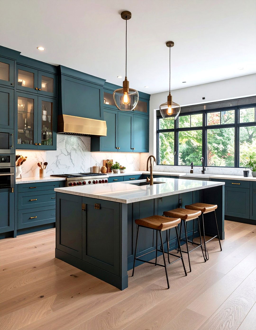 Charcoal Gray Kitchen with Textured Glass and Metal - 25 Dark Kitchen Ideas