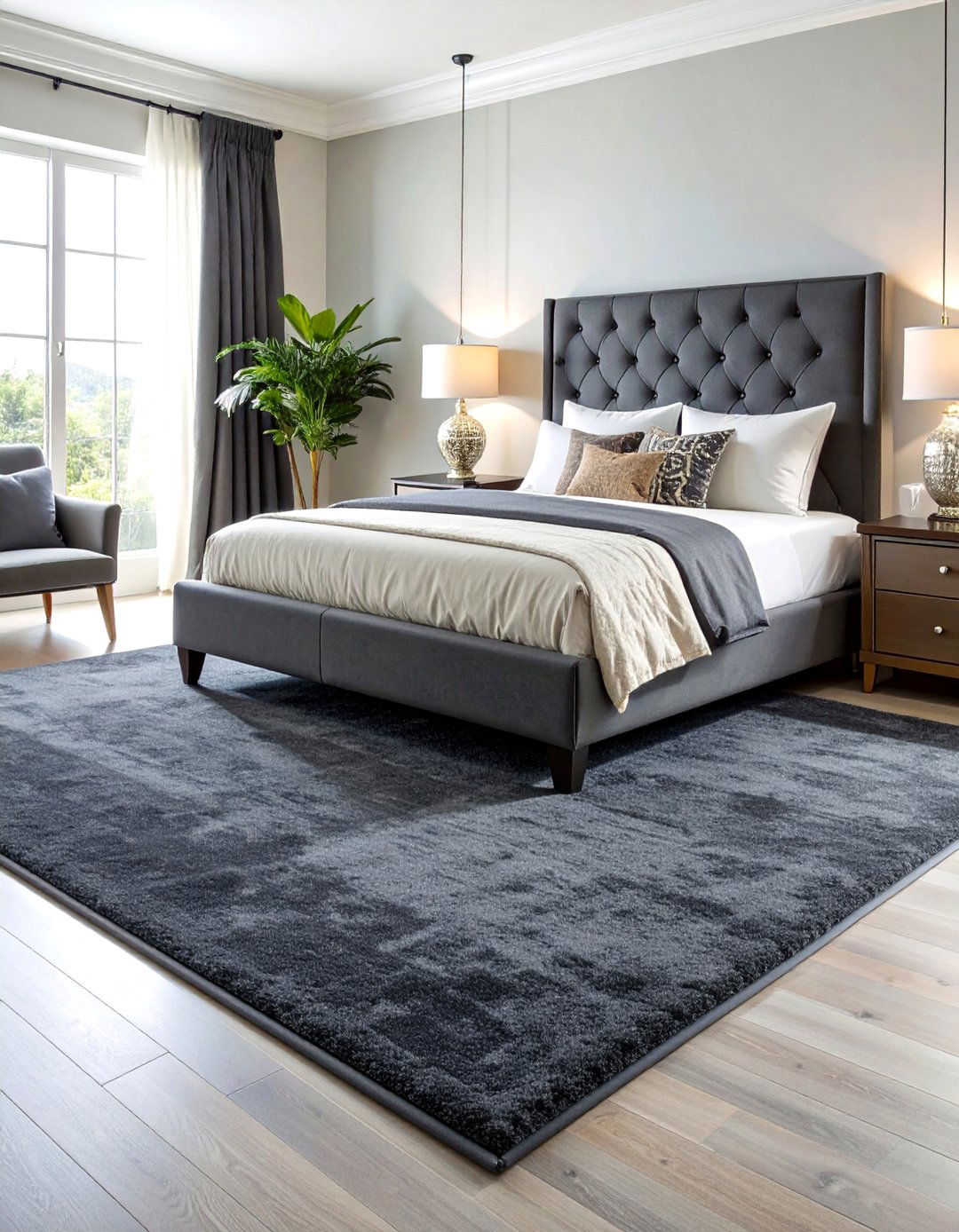 Charcoal Gray Luxury Carpet - 25 Bedroom Carpet Ideas