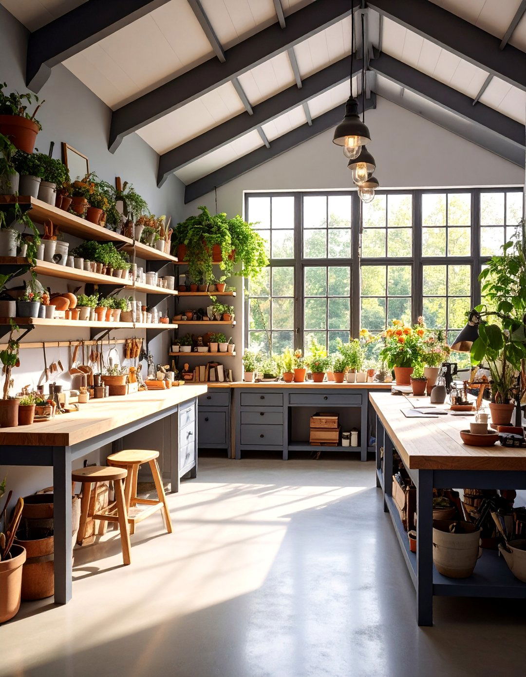 Charcoal Gray Victorian Workshop with Artisan Tools - 25 Victorian Sunroom Ideas