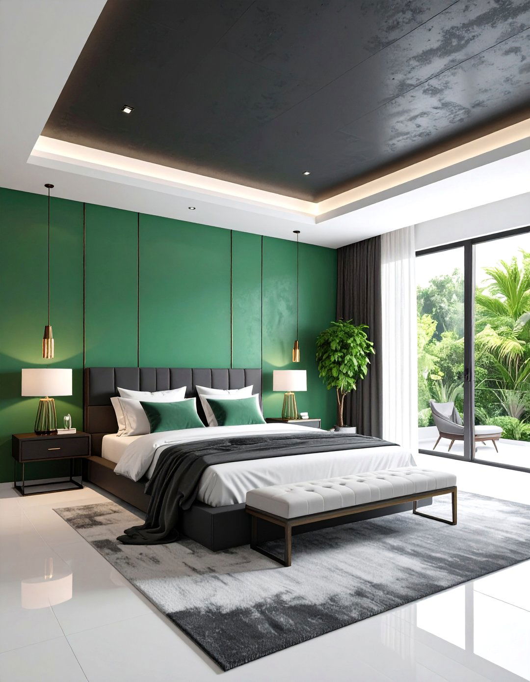 Charcoal Limewash Ceiling with White Walls Bedroom - 25 Limewash Bedroom Ideas