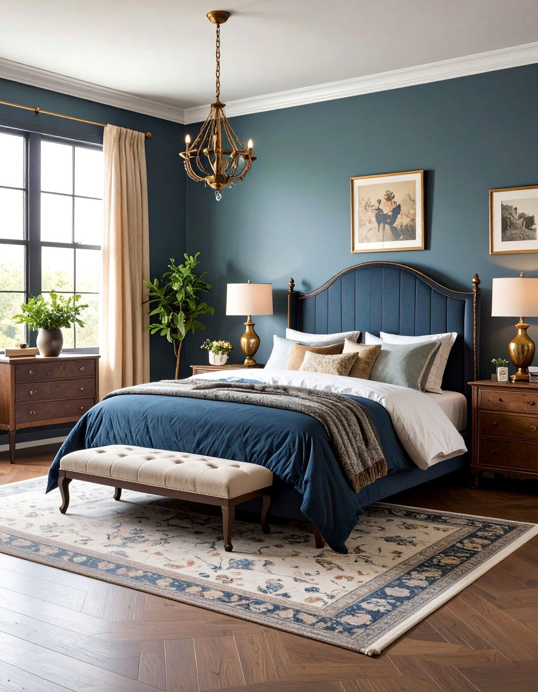Charcoal Vintage Bedroom with Antique Elements - 25 Charcoal Bedroom Ideas