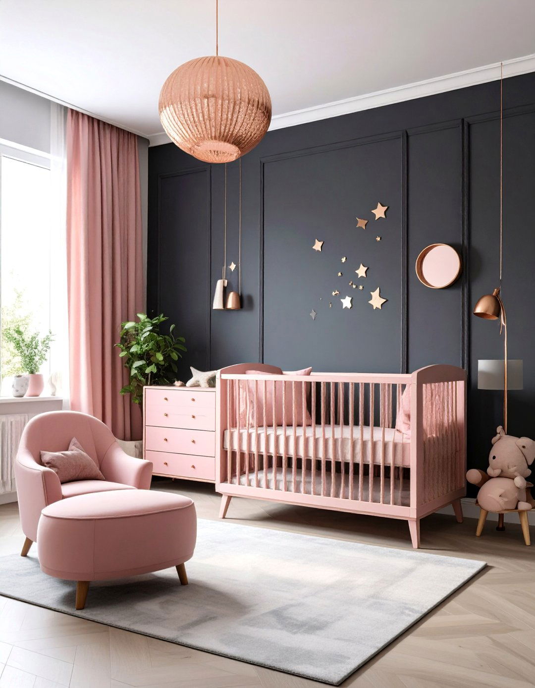 Charcoal and Blush Modern Sophistication - 25 Nursery Color Ideas