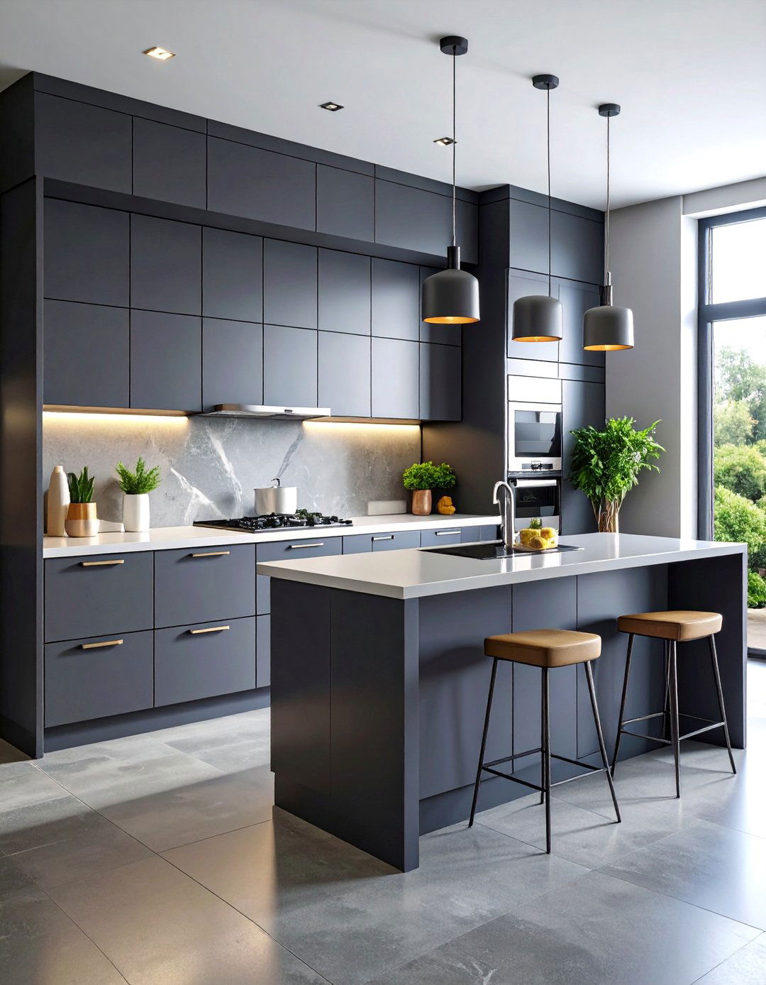 Charcoal and Stainless Steel Modern Kitchen - 25 Kitchen Color Ideas