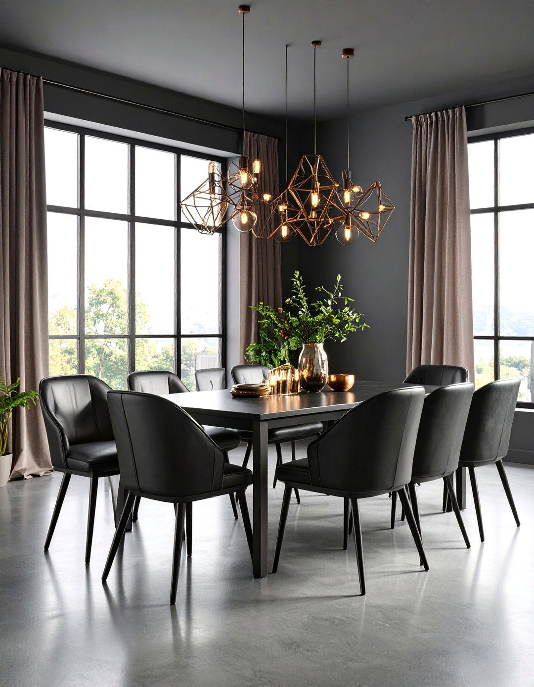 Charcoal and Steel Contemporary Dining Room - 25 masculine dining room ideas