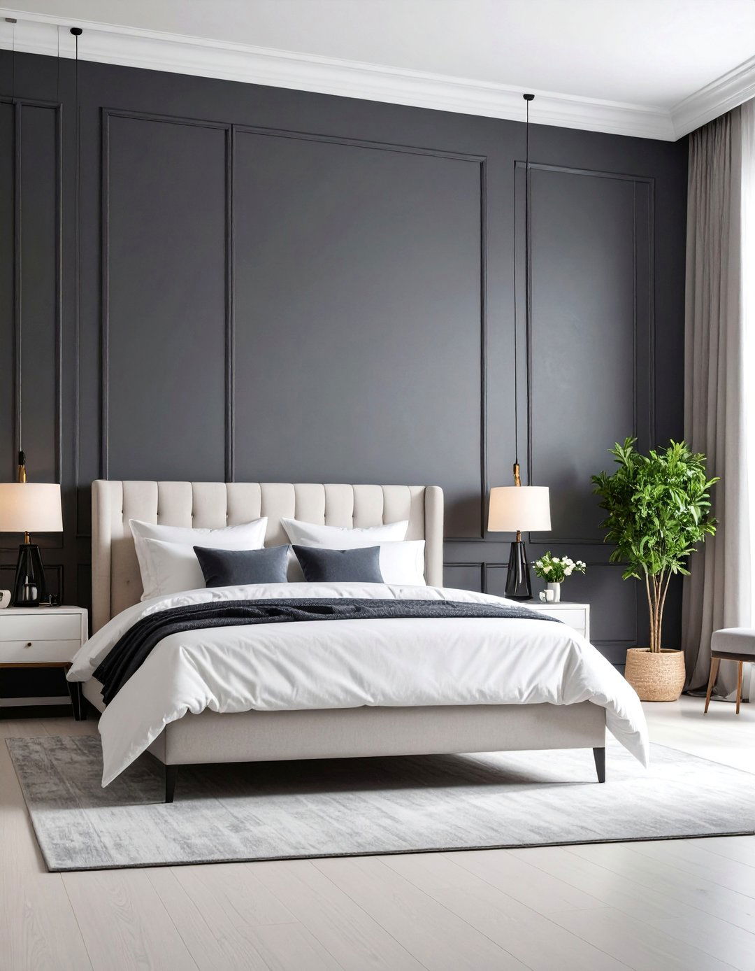 Charcoal and White Contrast - 25 Dark Bedroom Ideas