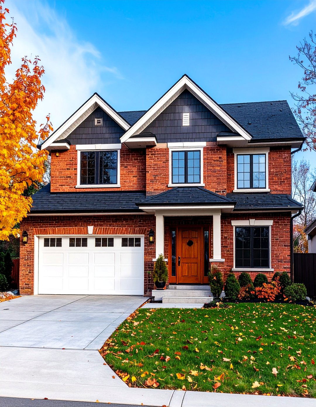 Charcoal with Brass Hardware - 25 Exterior Brick Paint Color Ideas
