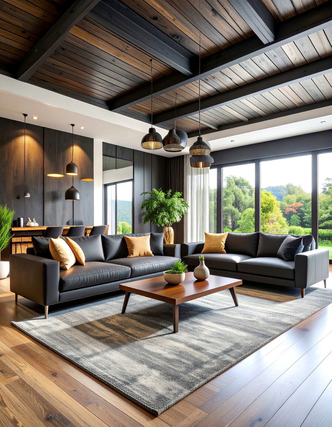 Charred Wood Plank Ceiling with Shou Sugi Ban Finish - 25 Wood Plank Ceiling Ideas