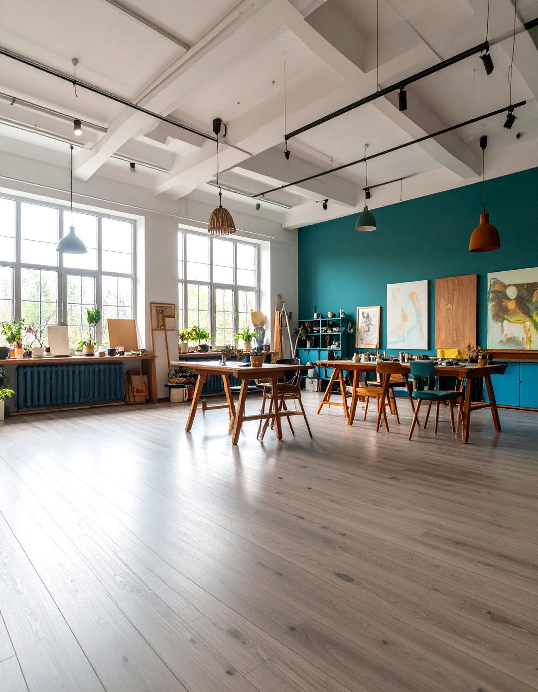 Chartreuse and Teal Contemporary Art Studio Energy - 25 Blue and Green Color Combos for Decorating