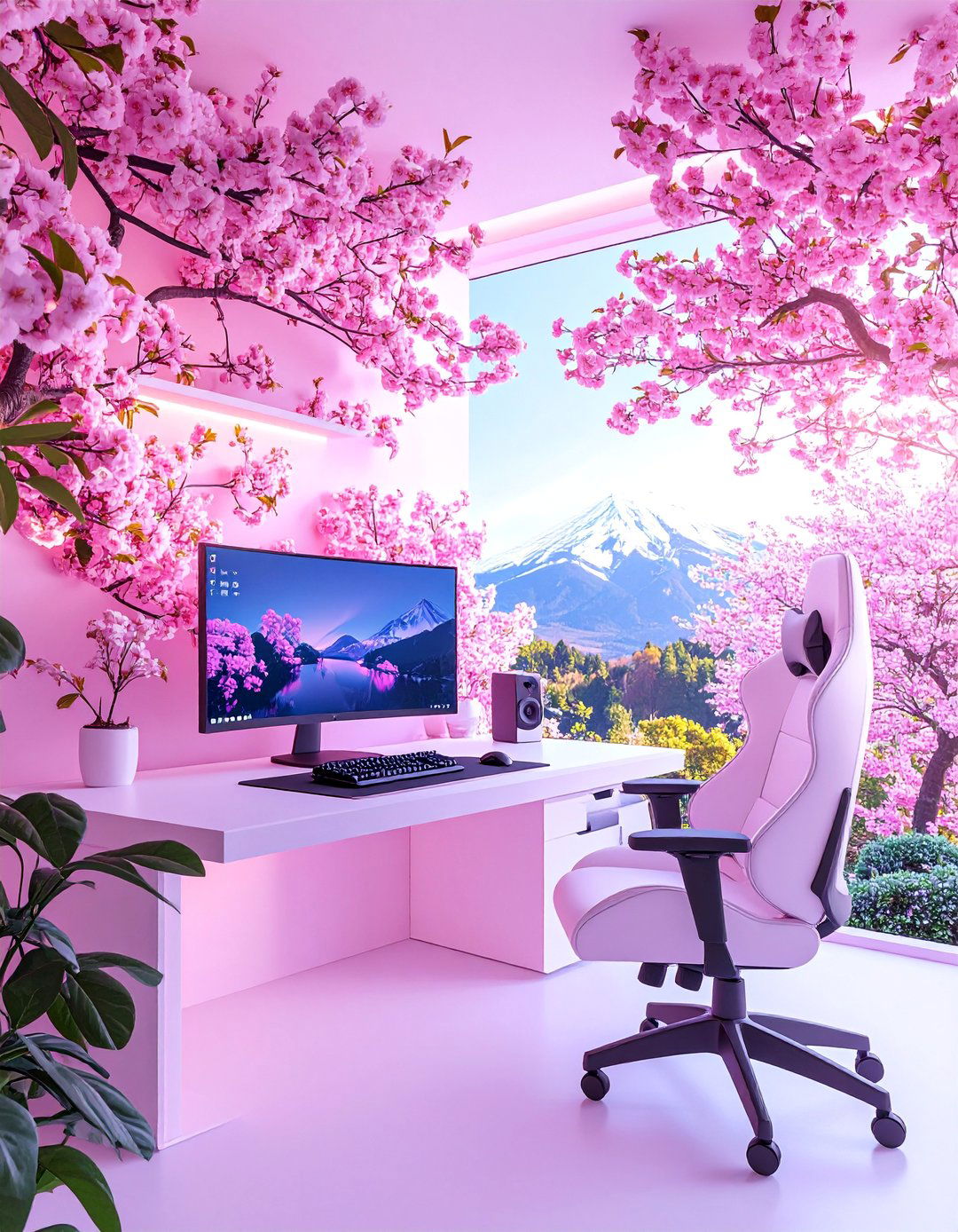 Cherry Blossom Pink Gaming Setup - 25 Pink Gaming Setup Ideas