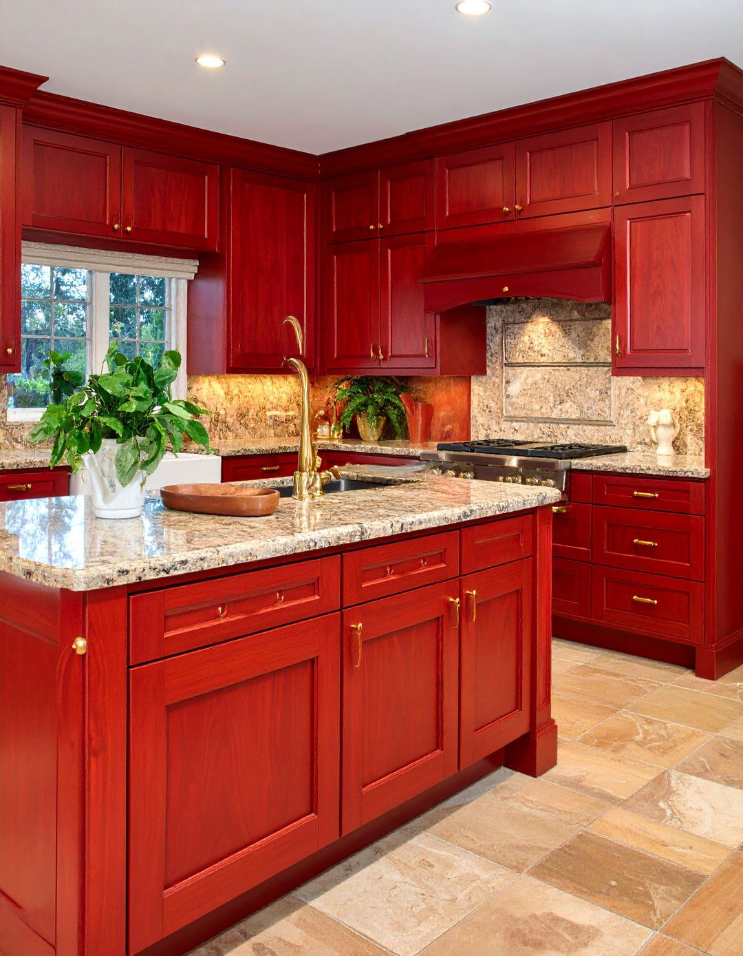Cherry Stained Maple Kitchen Cabinets with Rich Warmth - 25 Maple Kitchen Cabinets Ideas