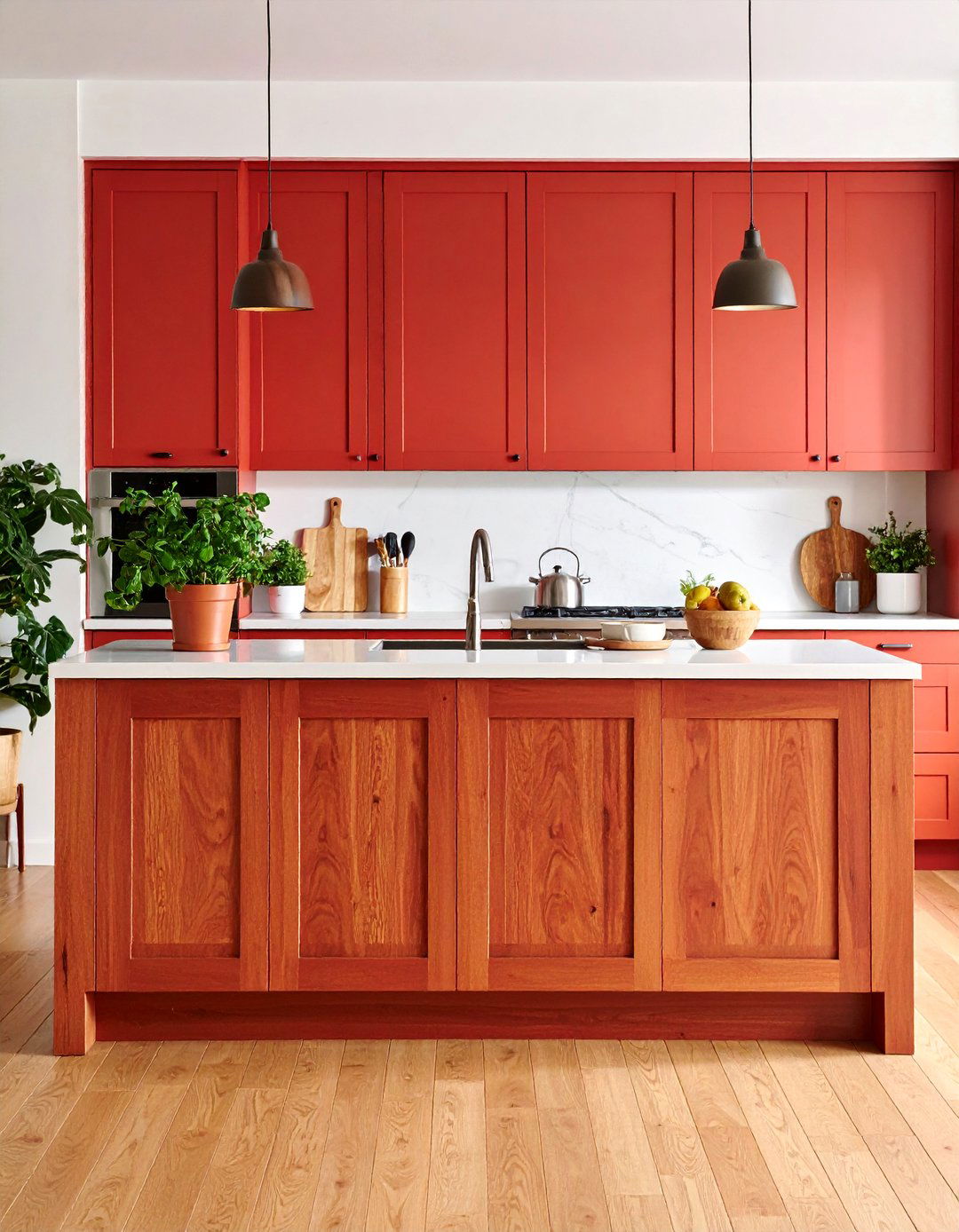 Cherry Traditional Raised Panel Kitchen Counter - 25 Wood Countertop Ideas