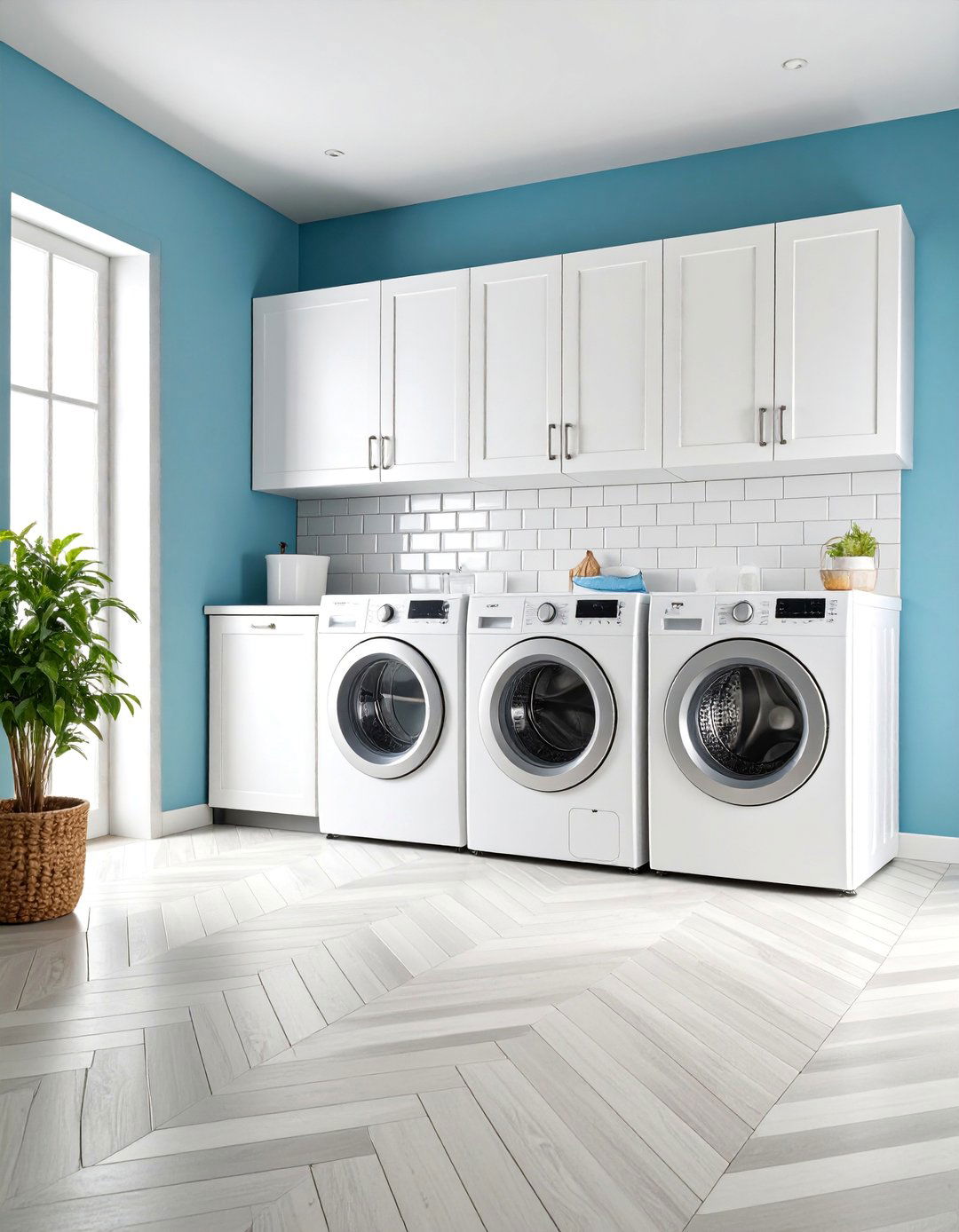 Chevron Brick Pattern with Dynamic Movement - 25 Brick Floor Laundry Room Ideas