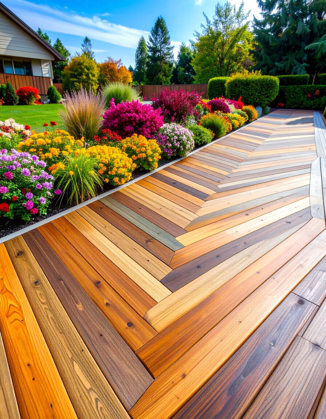 Chevron Pattern Composite Deck Layout - 25 Deck Flooring Ideas