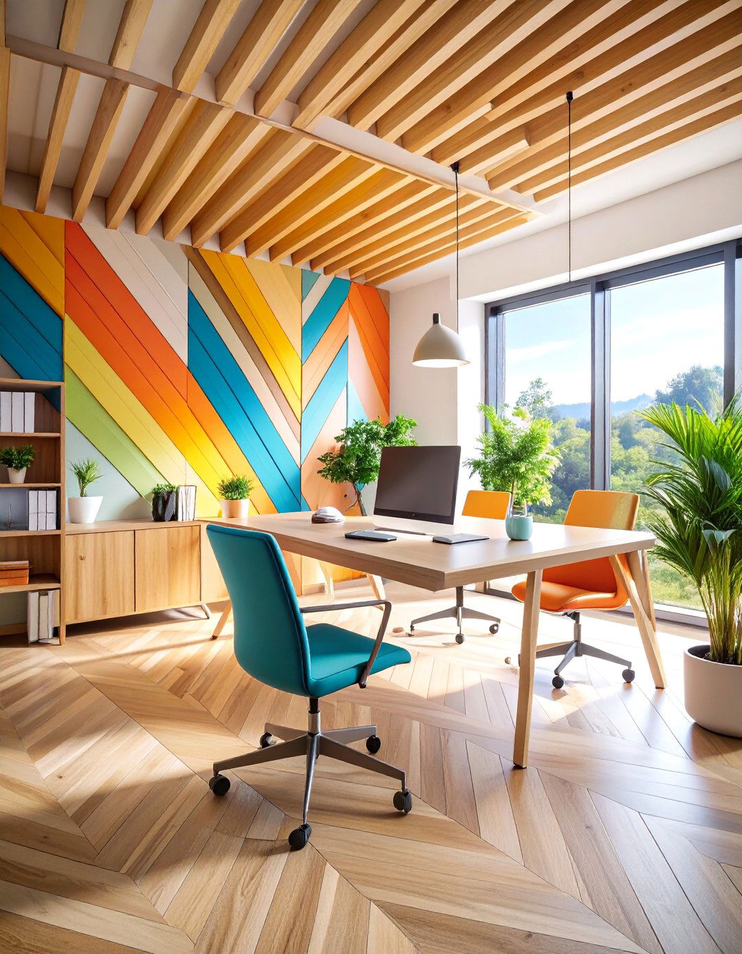 Chevron Pattern Slat Wall Design - 25 Wood Slat Accent Wall Ideas