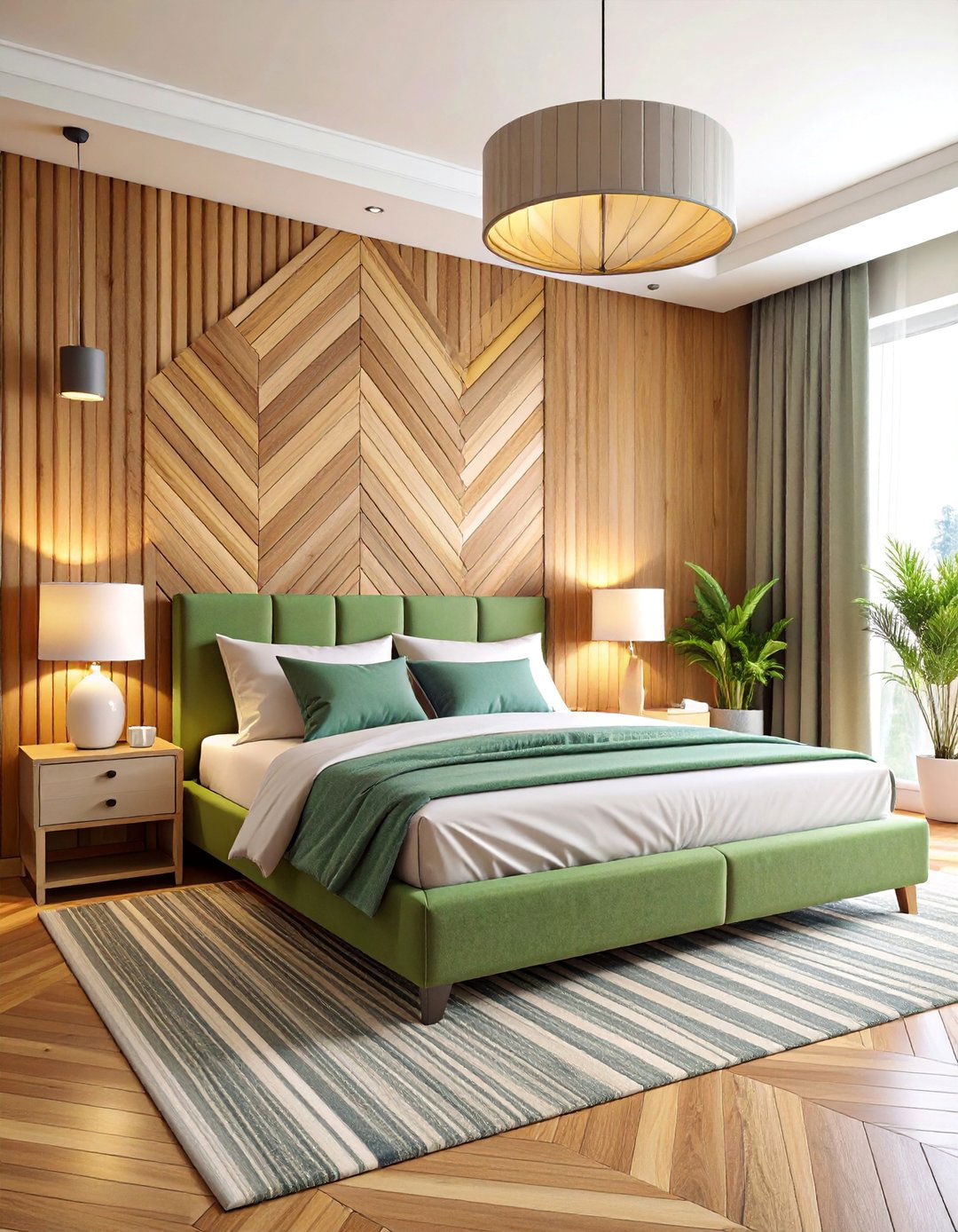 Chevron Pattern Wood Trim Wall - 25 Wood Trim Accent Wall Ideas