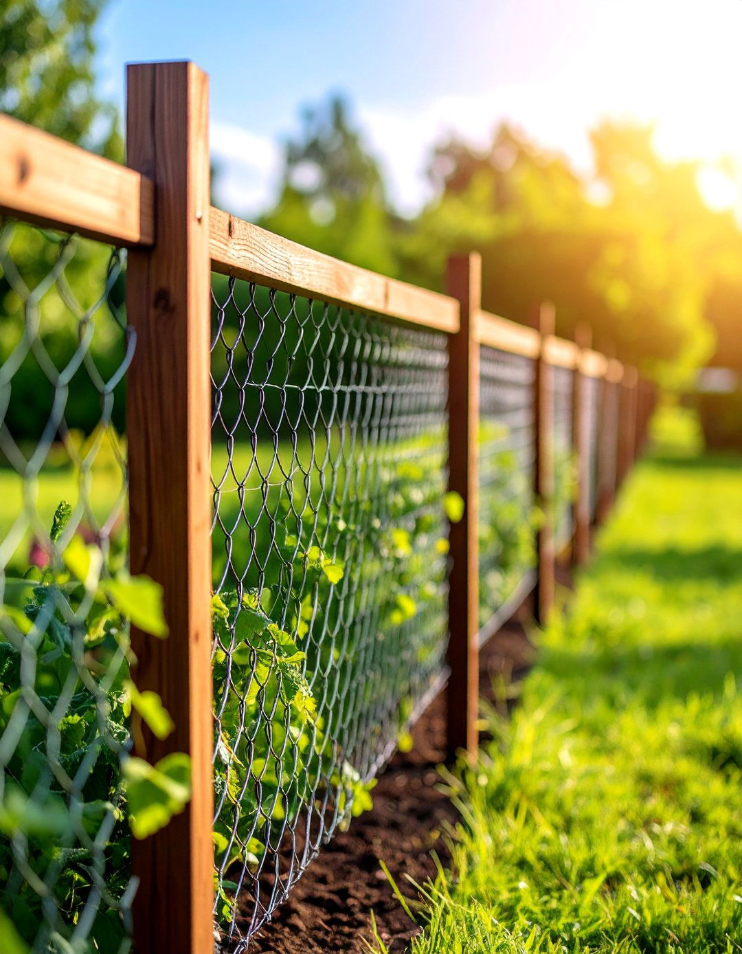 Chicken Wire Fence with Wooden Frame Support - 25 Vegetable Garden Fence Ideas