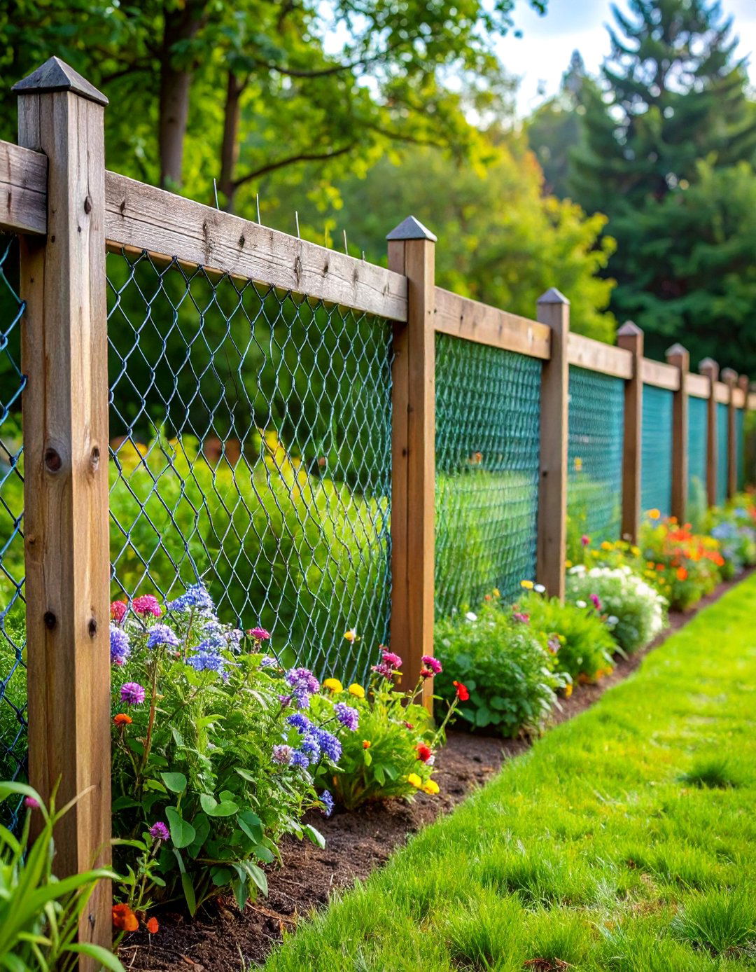 Chicken Wire and Wood Rustic Combination - 25 Small Garden Fence Ideas