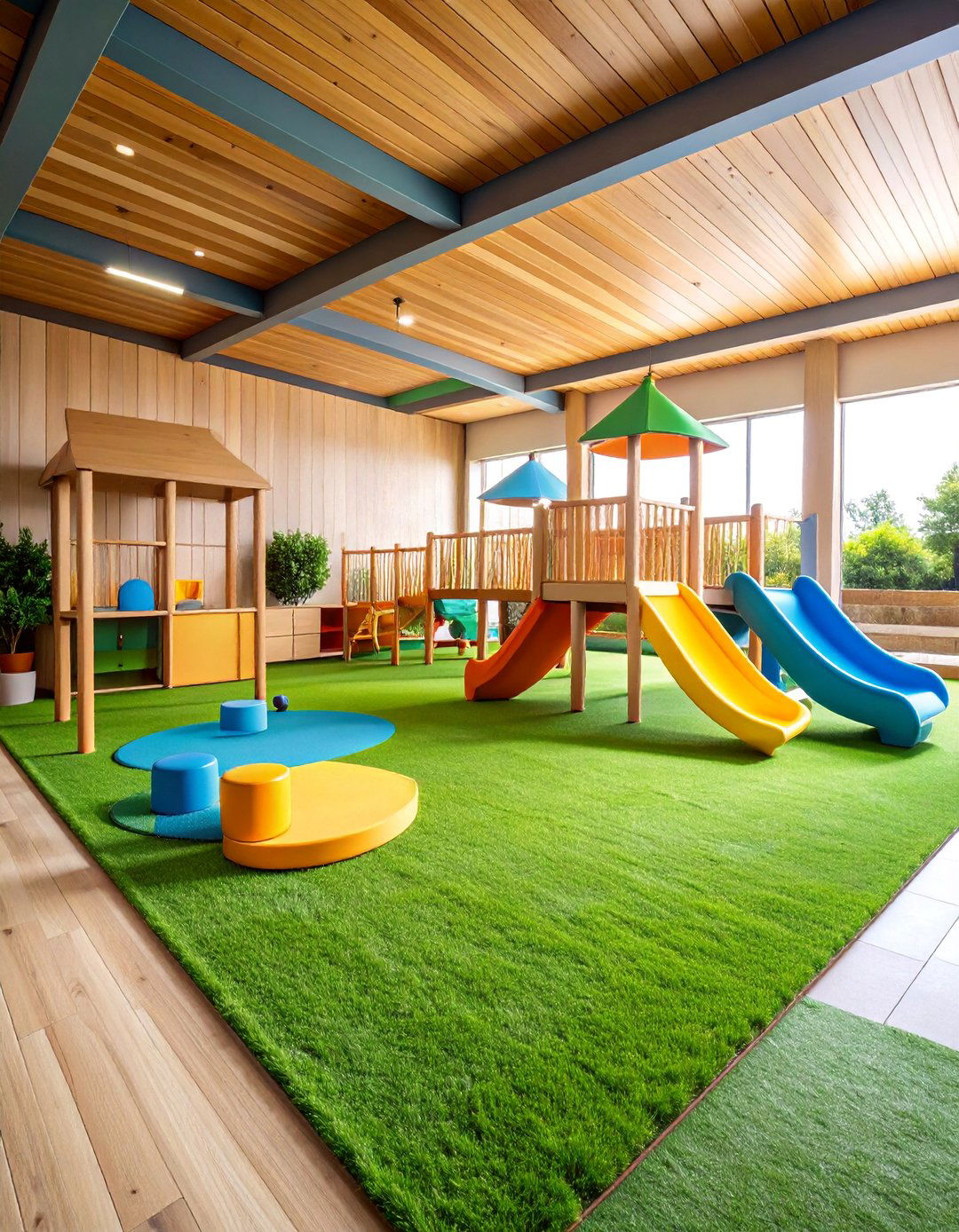 Childrens Play Area with Artificial Turf - 25 Under Deck Landscaping Ideas