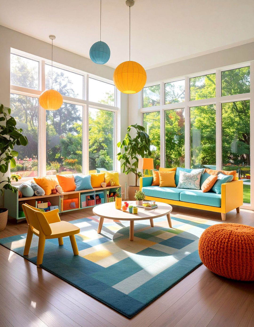 Childrens Play Area with Storage - 25 Mid-century Modern Sunroom Ideas